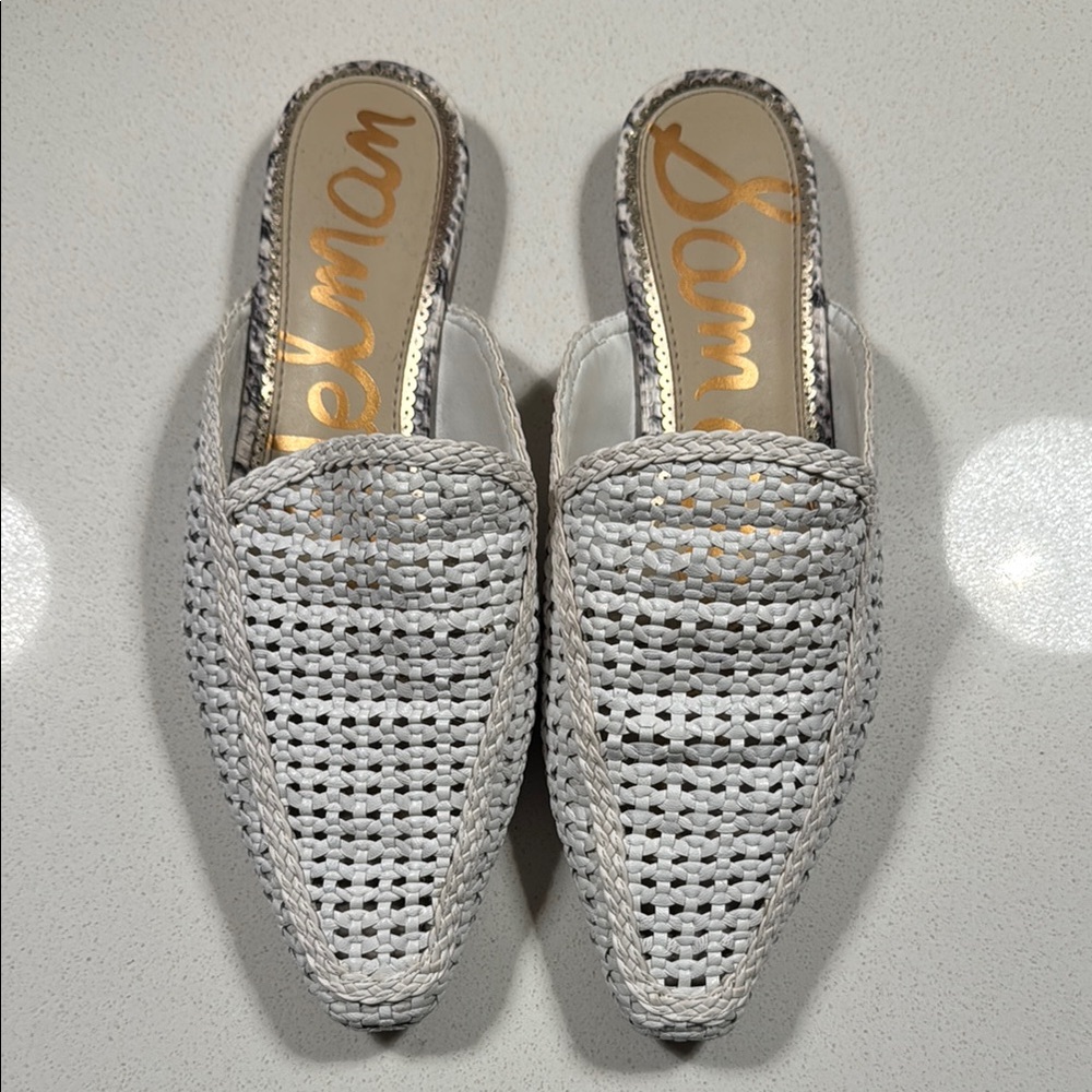 Sam Edelman Women's White Woven Mules